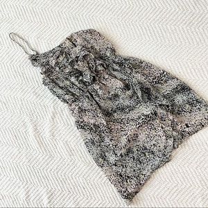 BCBGeneration One Shoulder Ruffle Front Mini Leopard Printed Dress in size XS